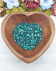 malachite crystal chips in heart bowl