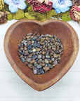 pietersite crystal chips in heart-shaped bowl