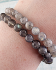 Labradorite Crystal Natural Gemstone 7-8mm Bead Bracelet - Close Up on Wrist