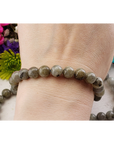 Labradorite Crystal Natural Gemstone 7-8mm Bead Bracelet - On Wrist, Less Flashy