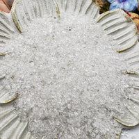 seven ounces of quartz crystal chips on floral display