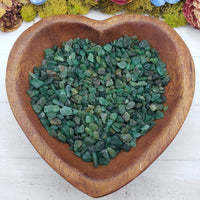emerald crystal chips in heart bowl
