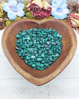 malachite crystal chips in heart bowl