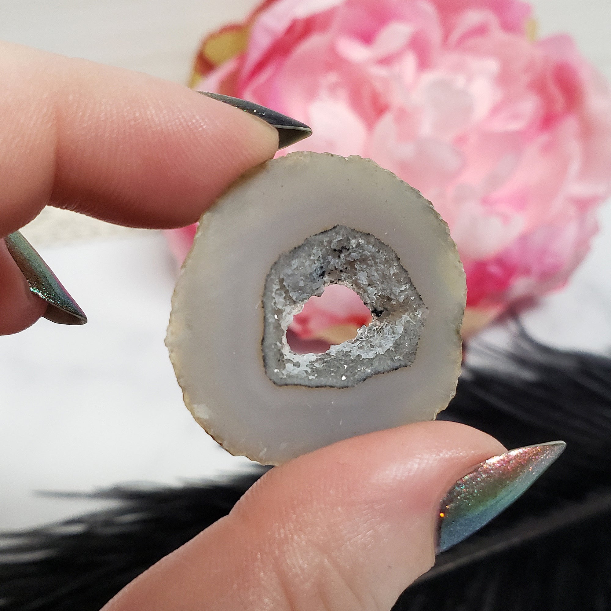 Unique Oco Agate Crystal Slice Natural Druzy Gemstone Window | Abrupt