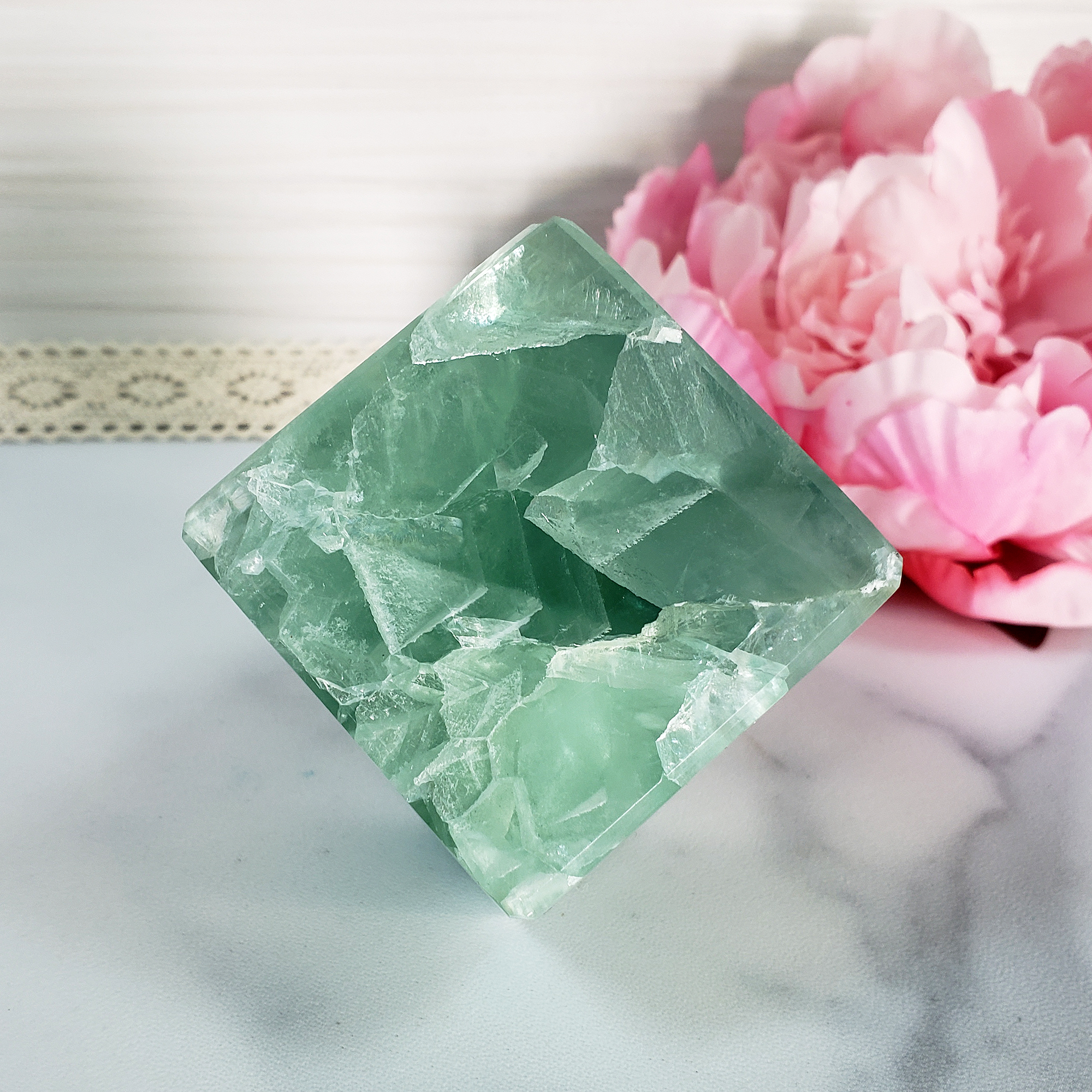 Unique Green Fluorite Crystal Cube Natural Gemstone - Aether - 6