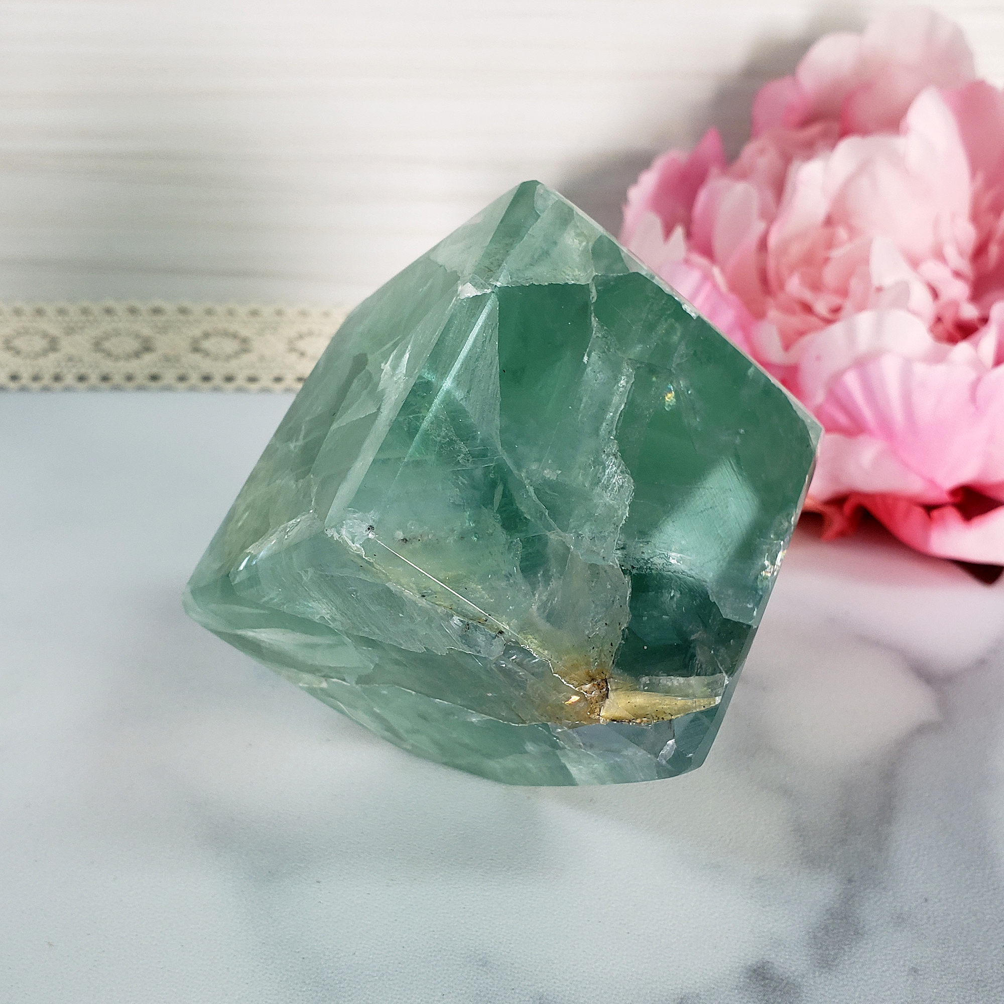 Unique Green Fluorite Crystal Cube Natural Gemstone - Aether