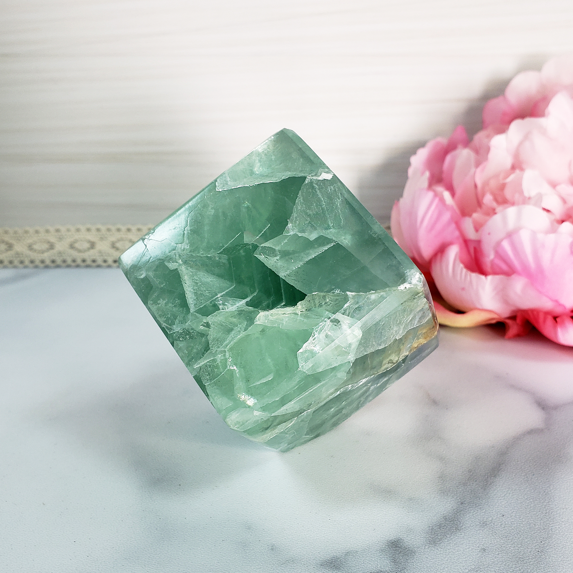 Unique Green Fluorite Crystal Cube Natural Gemstone - Aether - 5