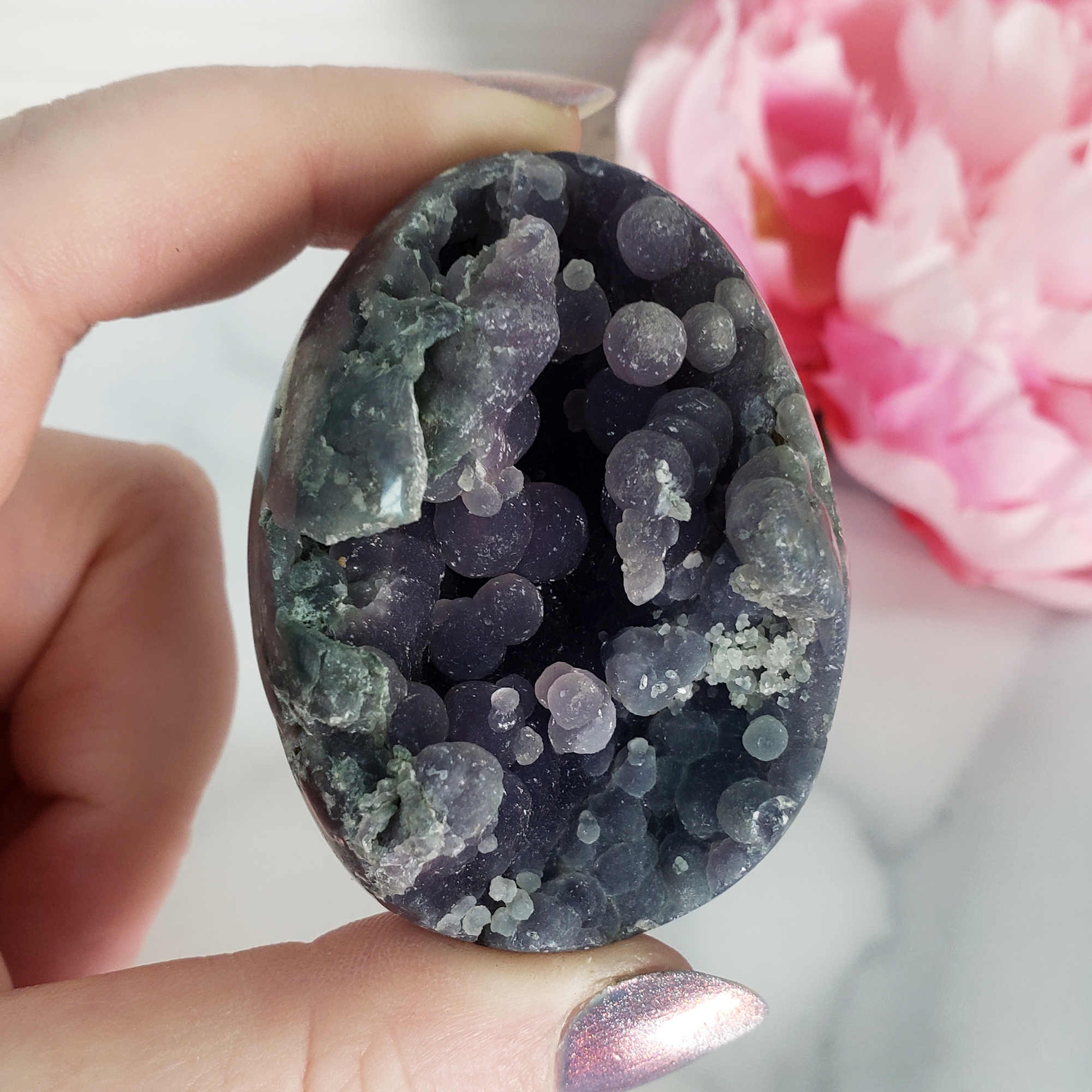 Unique Grape Agate Botryoidal Chalcedony Natural Crystal Cluster Semi-Polished Egg | Aleatico