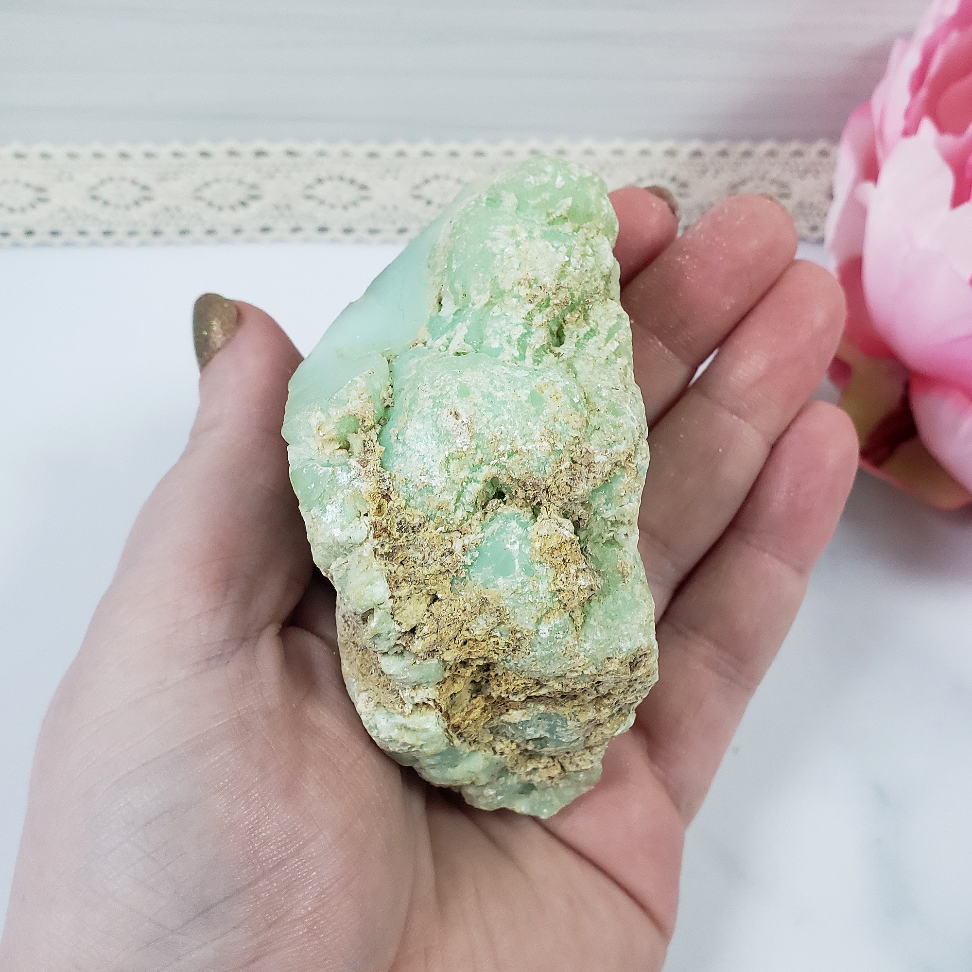 Unique High Quality Natural Raw Green Chrysoprase Cluster | Altruism - 2