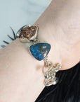 Unique Alunite Dyed Gemstone & Copper Nugget 925 Sterling Silver Bracelet with Toggle Clasp - 5