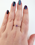 Amethyst Crystal Natural Gemstone Sterling Silver Ring - Laurette - Amethyst Crystal Ring
