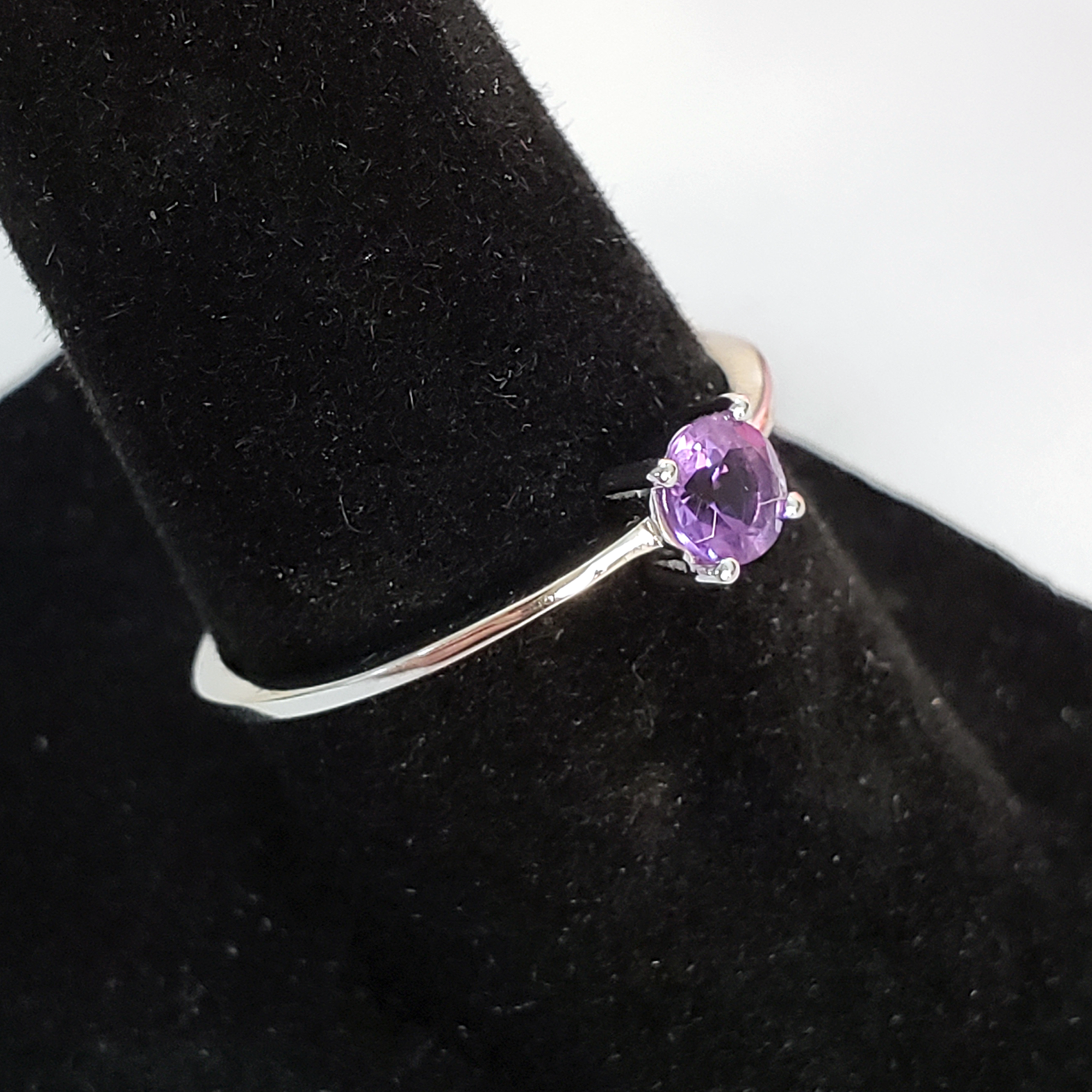 Amethyst Crystal Natural Gemstone Sterling Silver Ring - Laurette - Close Up of Ring