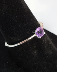 Amethyst Crystal Natural Gemstone Sterling Silver Ring - Laurette - Close Up of Ring