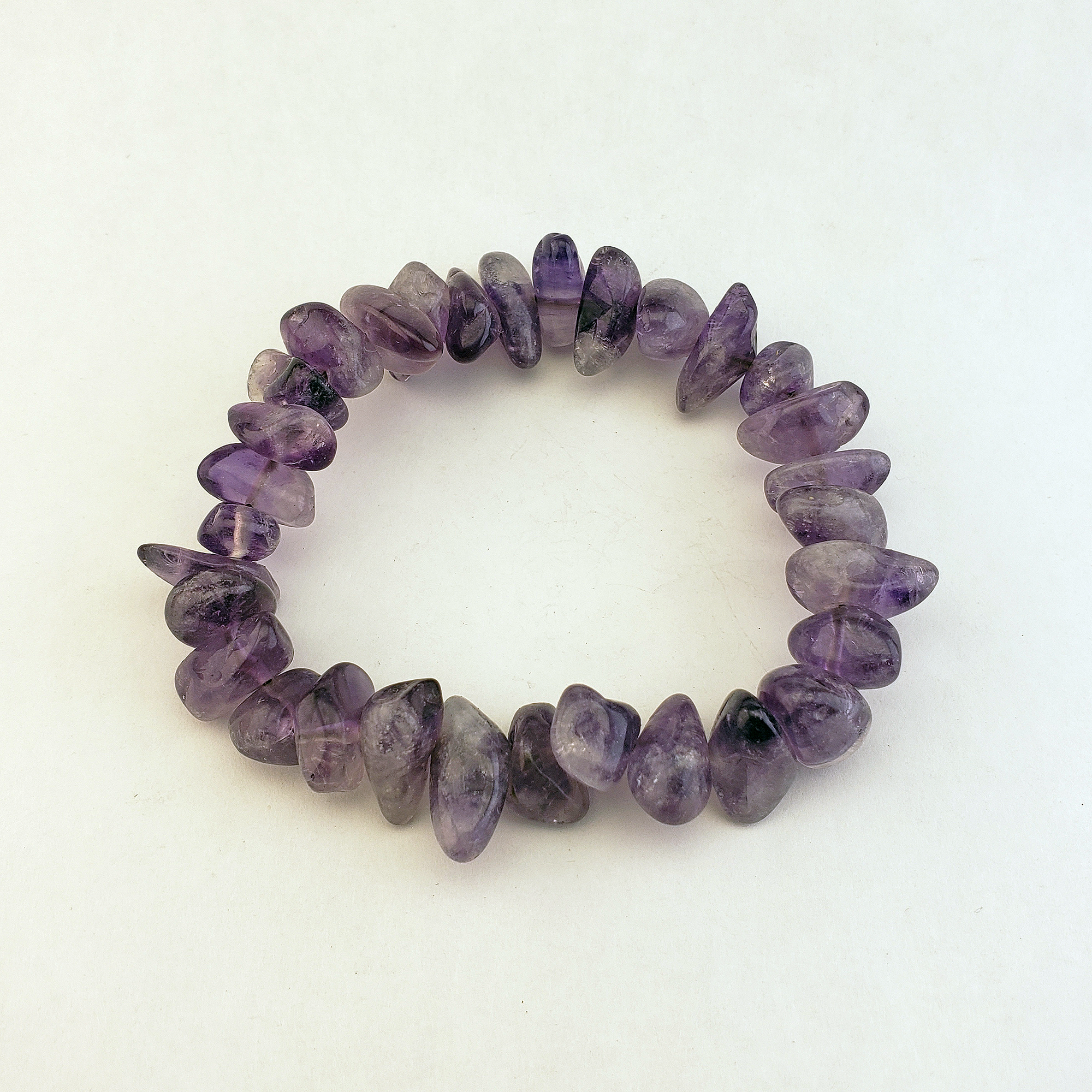 Amethyst Crystal Nugget Stretch Bracelet - White Background