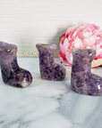 Amethyst Crystal Natural Gemstone Santa Boot Christmas Stocking Carving - 3