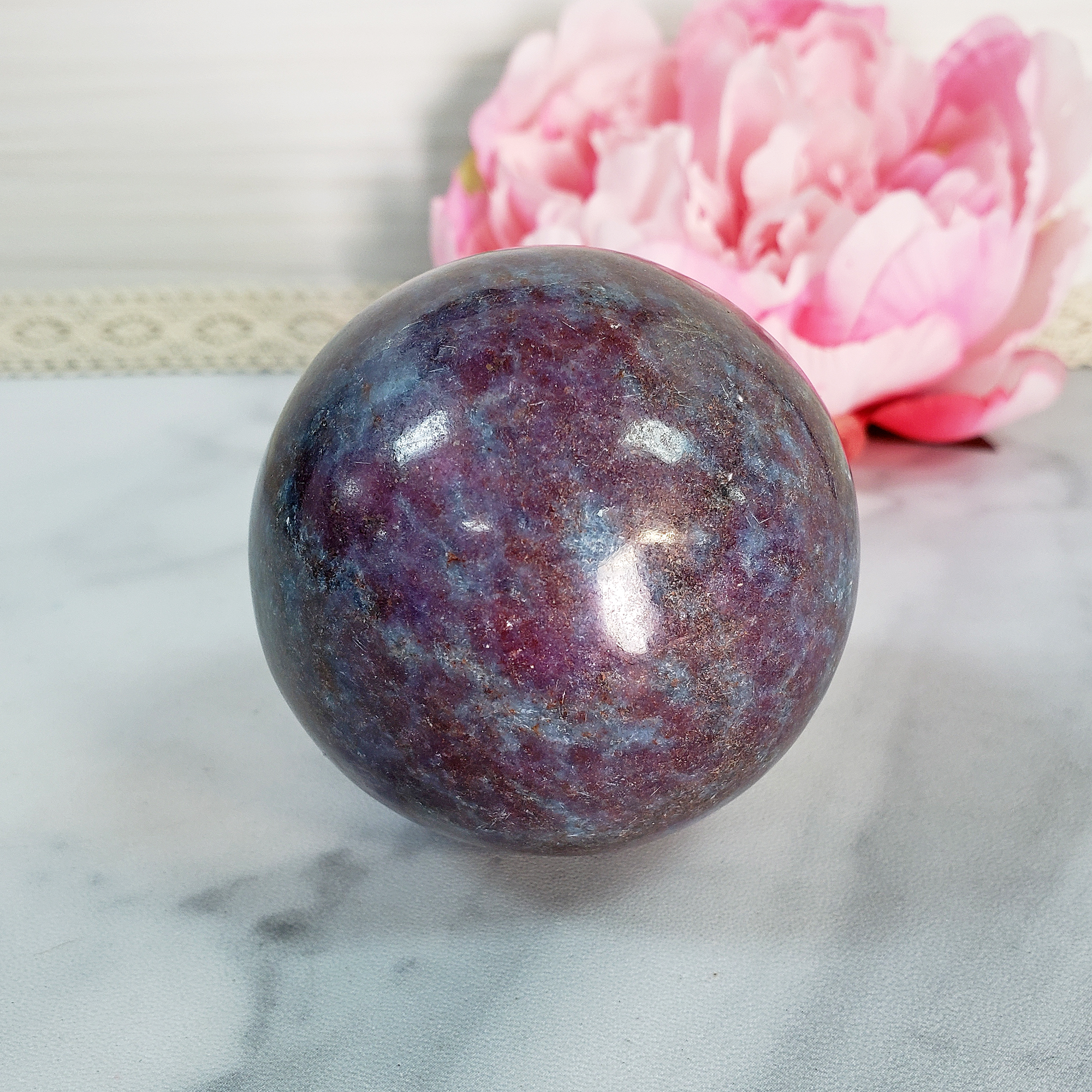 Unique Ruby Kyanite Crystal Sphere Natural Gemstone Orb | 60mm | Anahit - 8