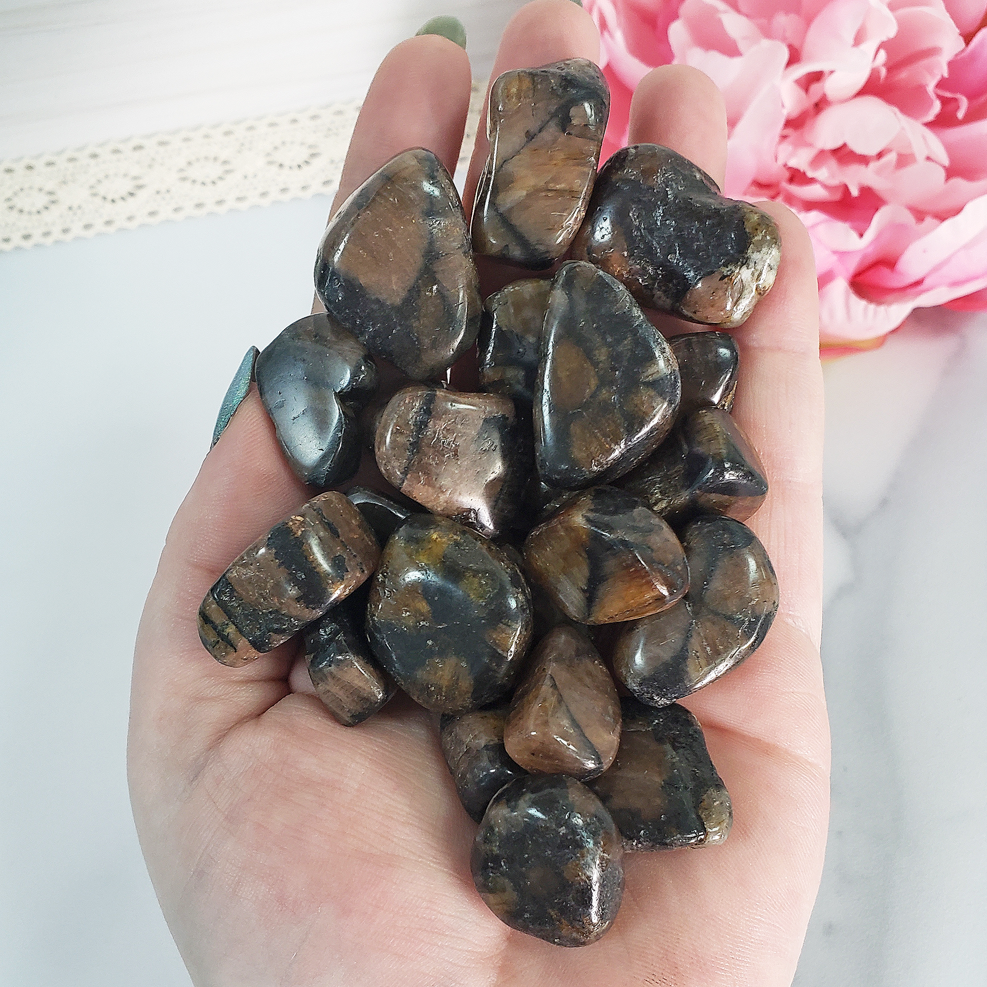 Andalusite Gemstone Natural Crystal Freeform Tumbled Stone - Indoor Light