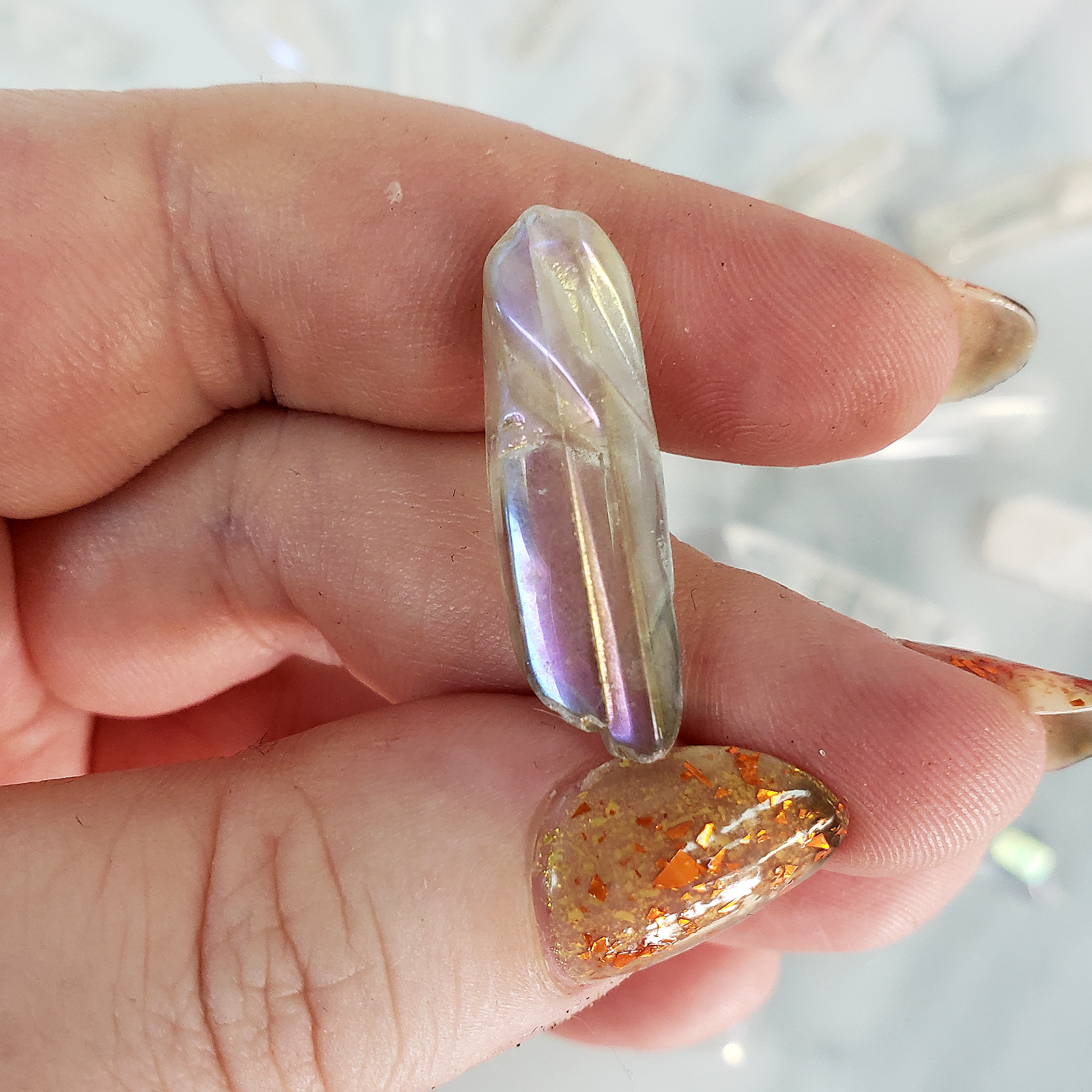 Angel Aura Quartz Crystal Semi-Rough Gemstone Point | Undrilled - 2