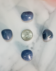 Anhydrite Angelite Crystal Natural Gemstone Tumbled Stone - Size Comparison