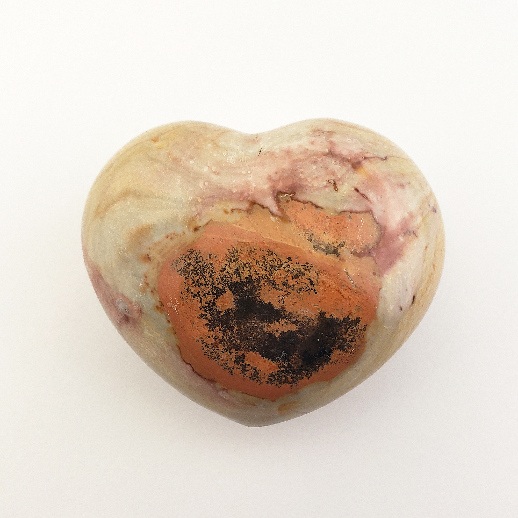 Unique Polychrome Jasper Stone Heart Natural Crystal | 73mm | Annatto - 3