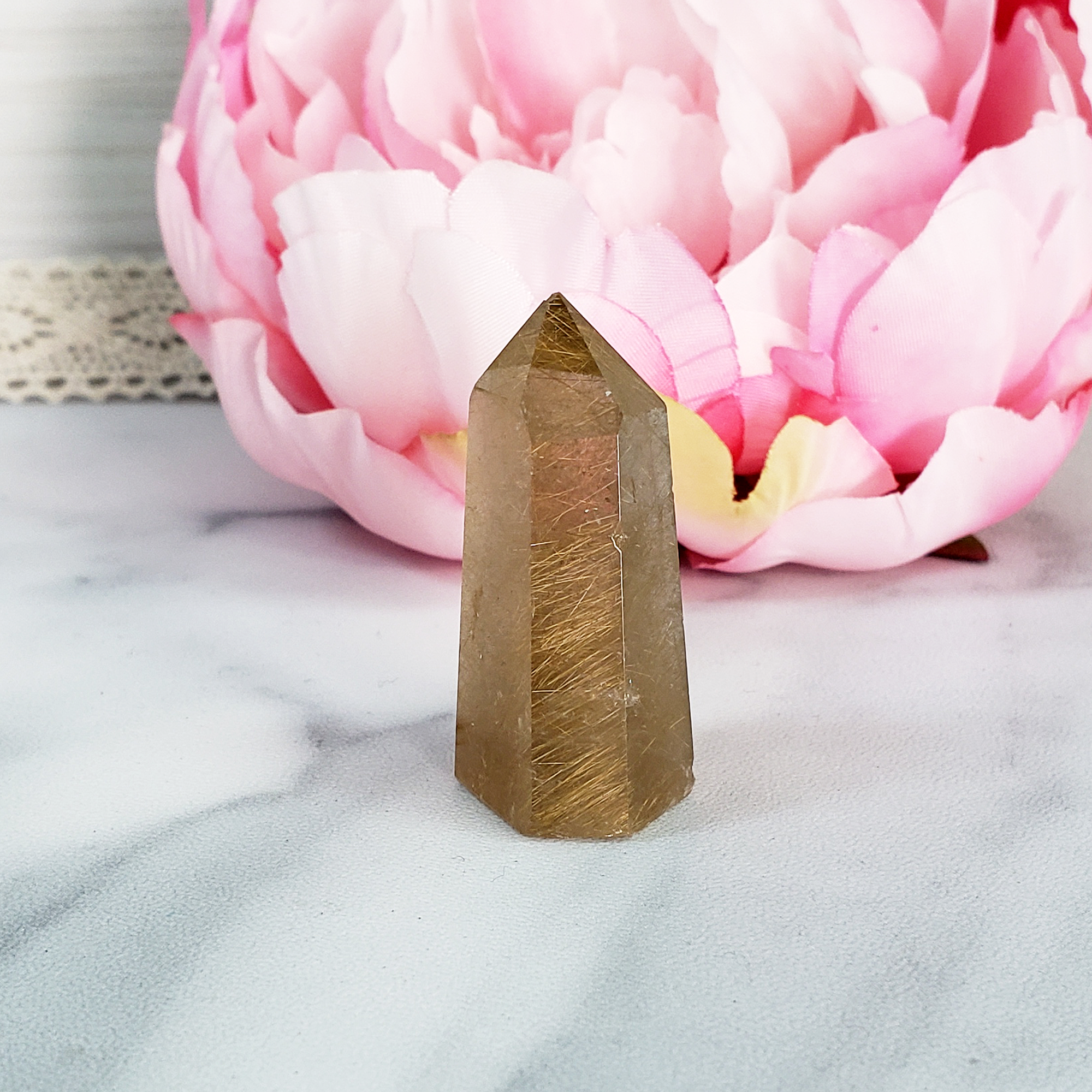 Unique Rutilated Quartz Crystal Tower Natural Gemstone Point | Aphrodite