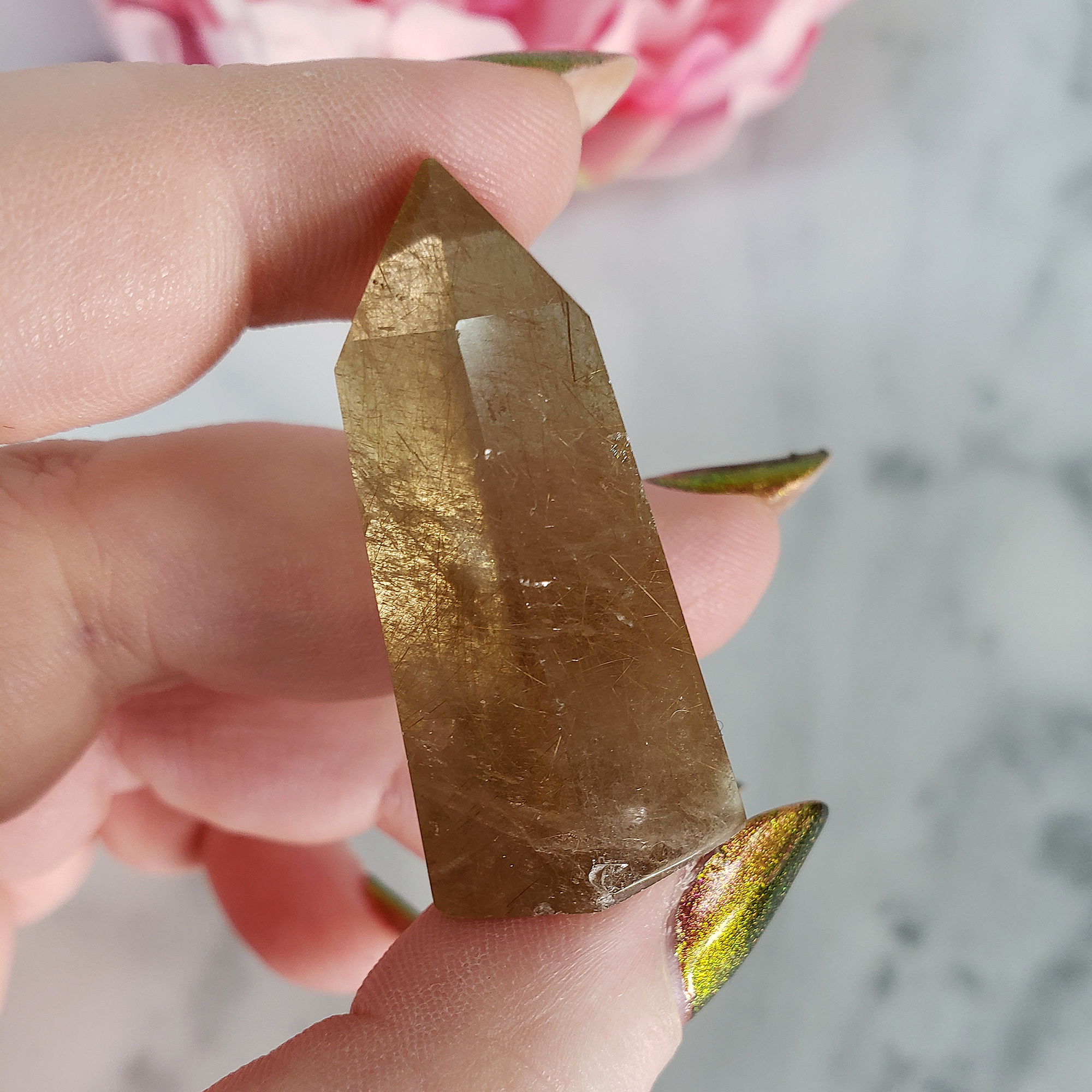 Unique Rutilated Quartz Crystal Tower Natural Gemstone Point | Aphrodite - 2