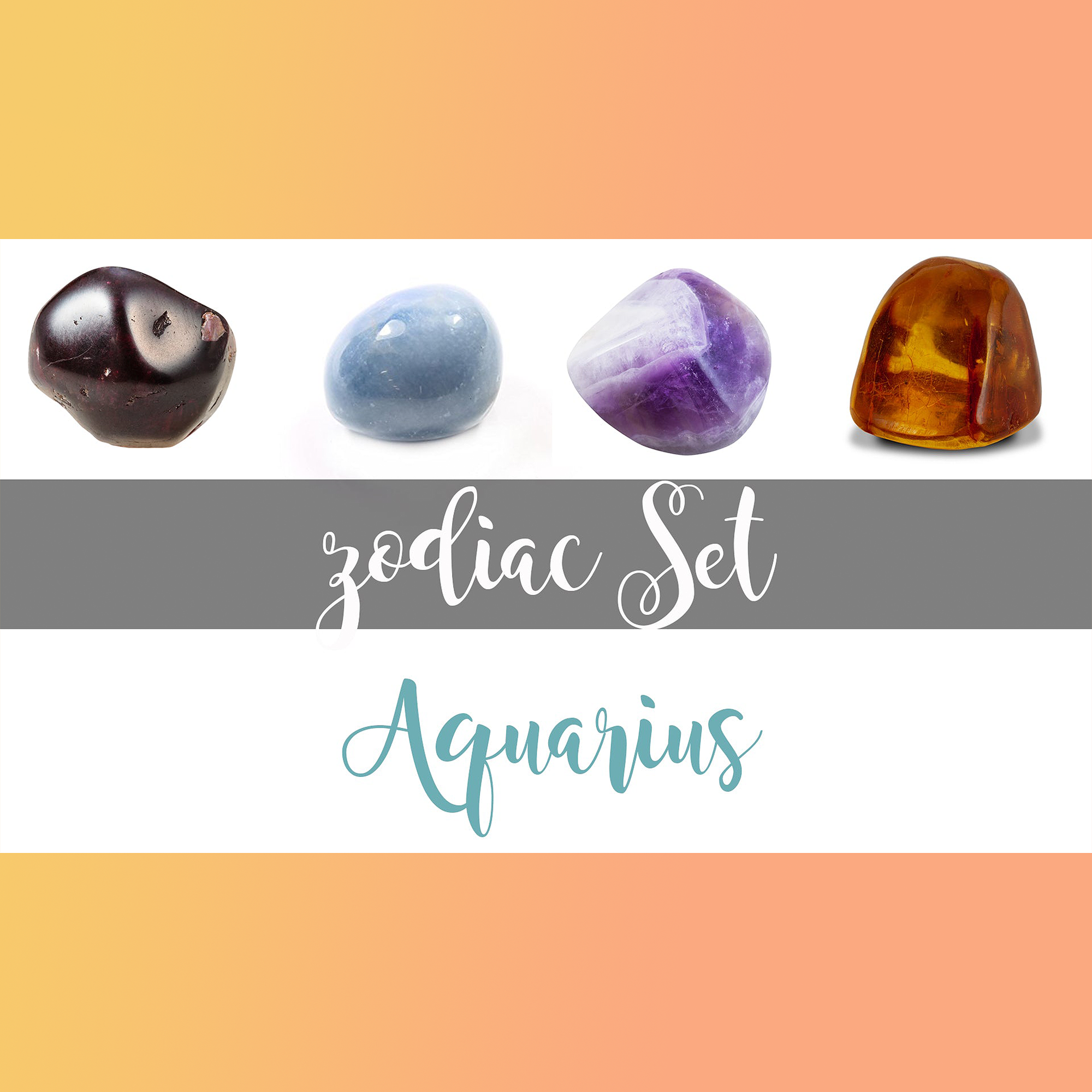 Aquarius Horoscope Zodiac Crystals | 4 Stone Set with Pouch