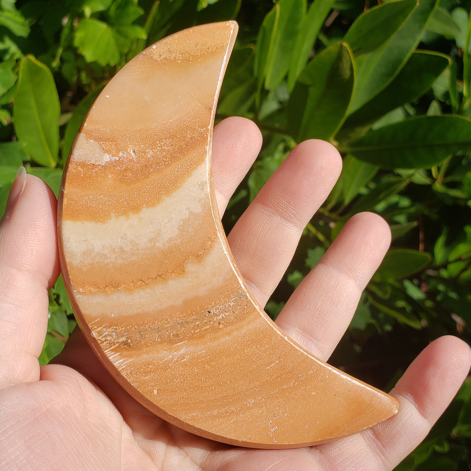 Aragonite Crystal Natural Gemstone Crescent Moon Tile