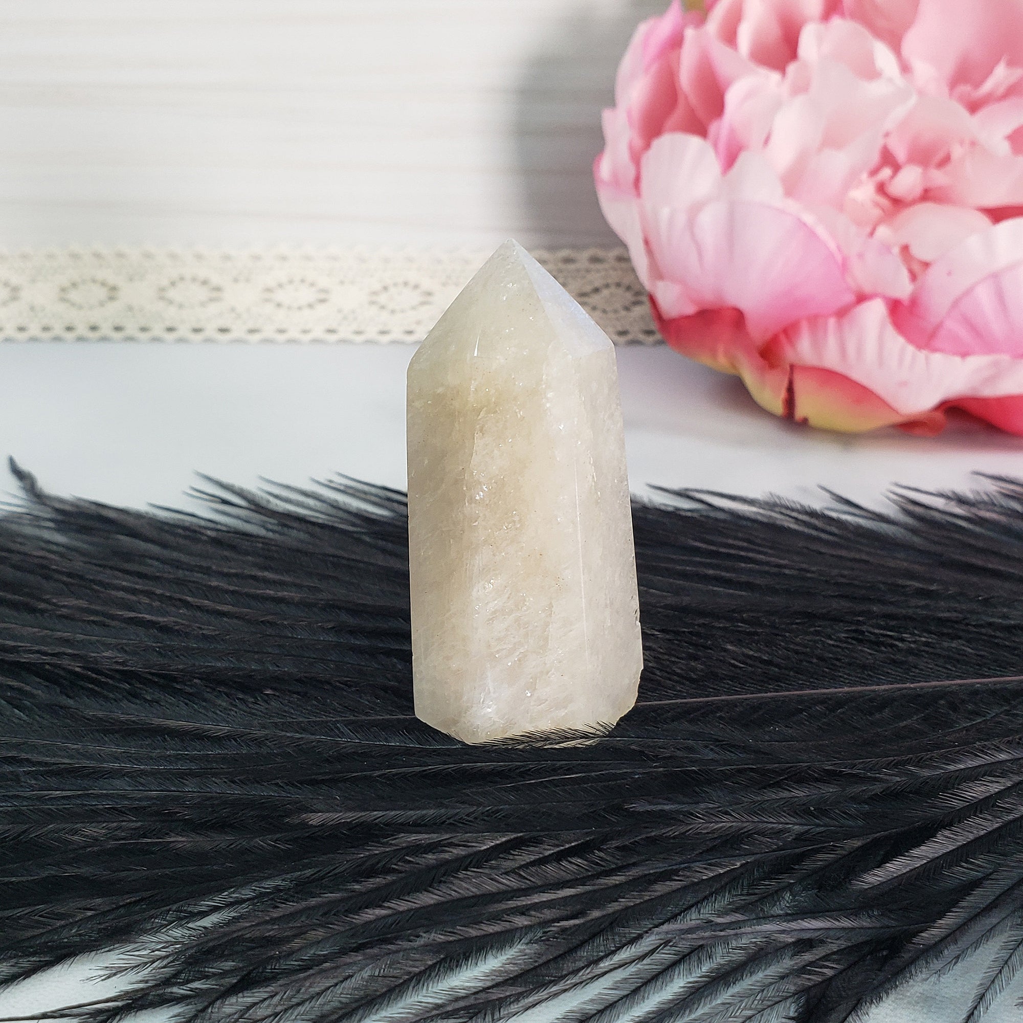 Unique Moonstone Crystal Tower Point Natural Gemstone Obelisk | Artemis