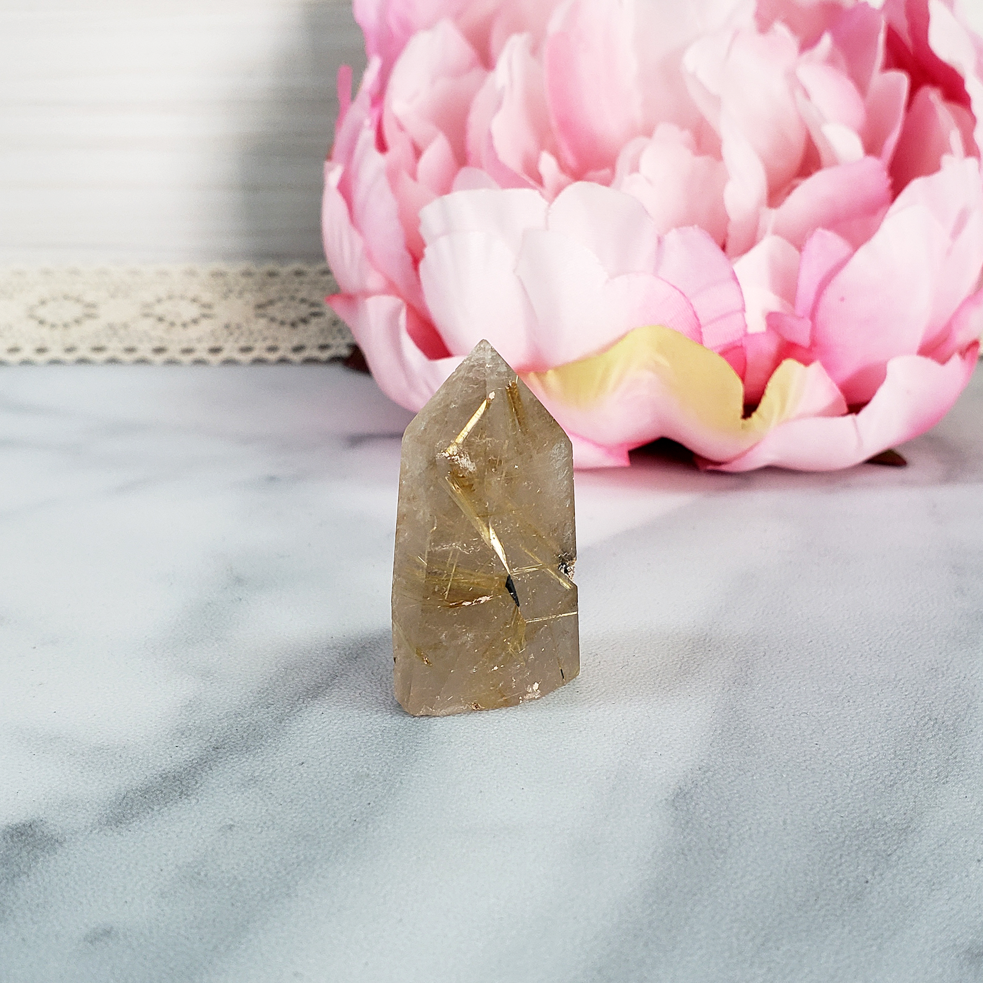 Unique Rutilated Quartz Crystal Tower Natural Gemstone Point | Astarte