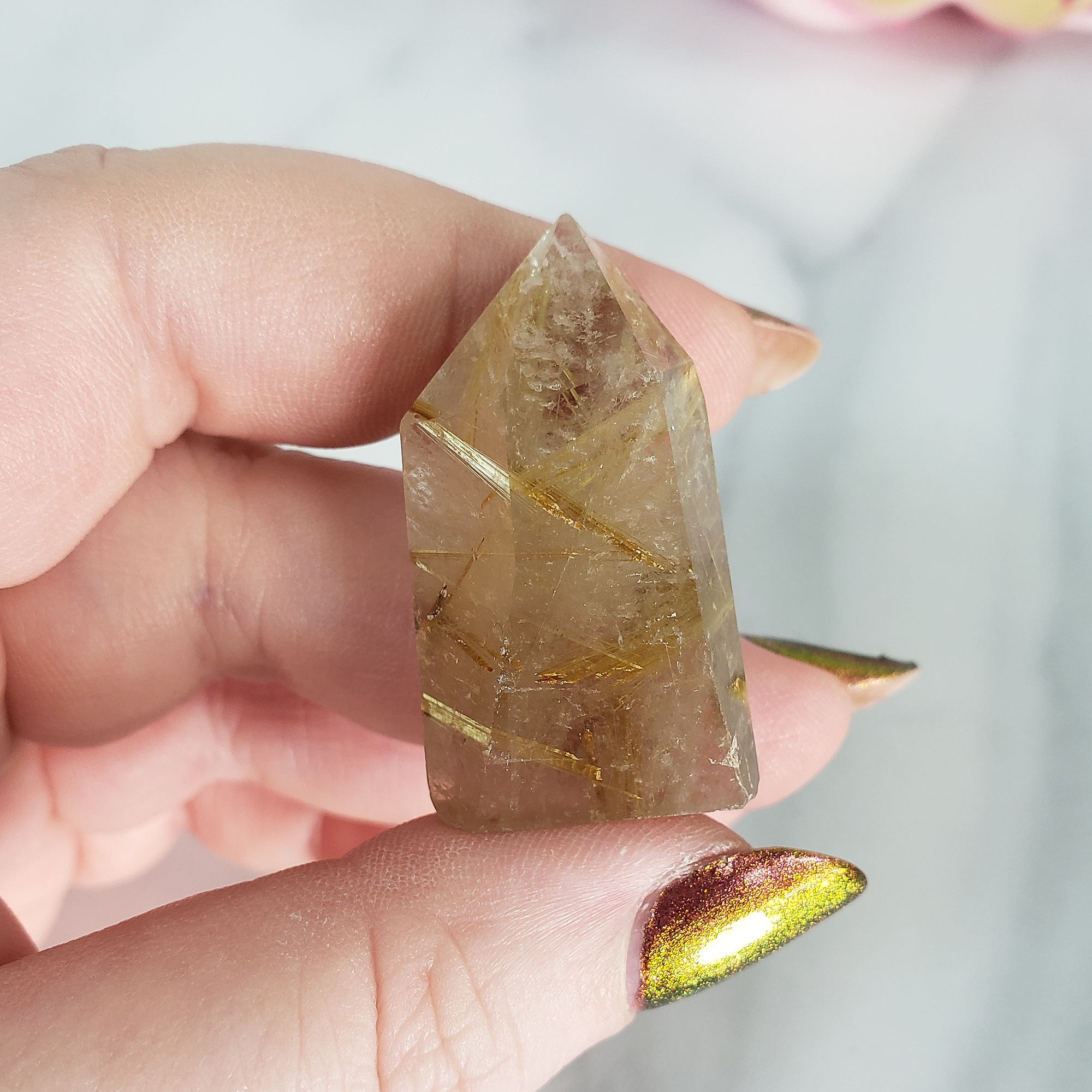 Unique Rutilated Quartz Crystal Tower Natural Gemstone Point | Astarte - 2