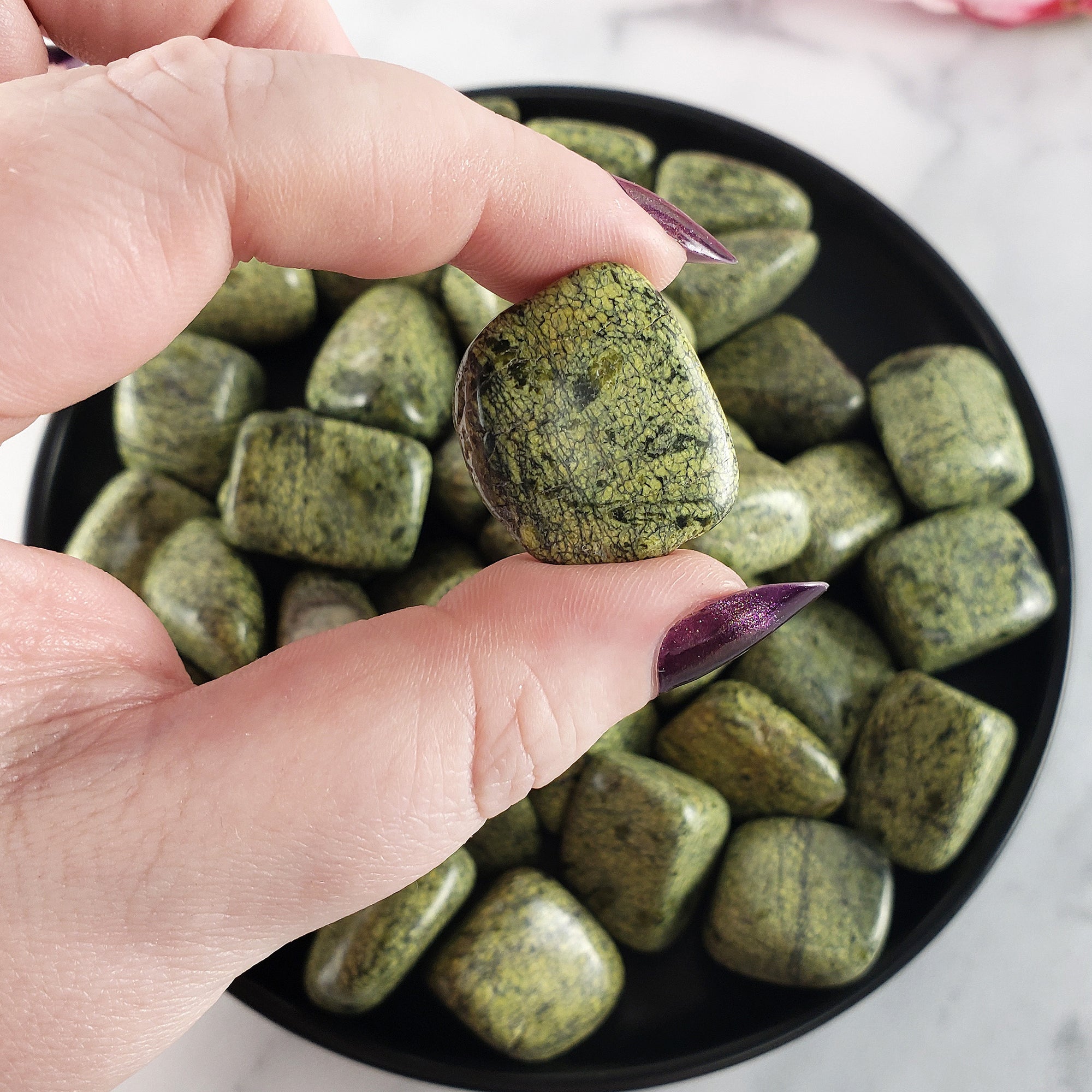 Asterite Serpentine Stone Natural Gemstone Tumbled Crystal | Green Crystals
