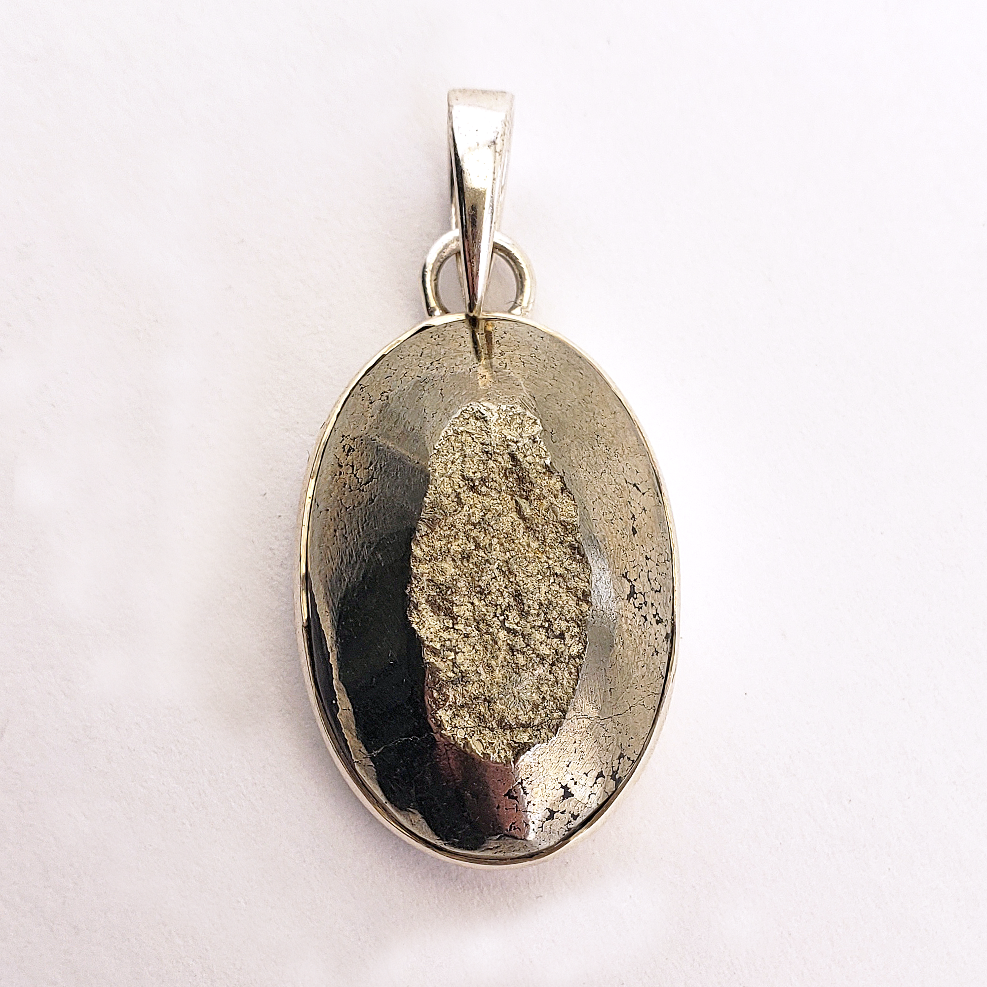 Unique Pyrite Crystal Natural Gemstone 925 Sterling Silver Pendant - Aubrey - 2