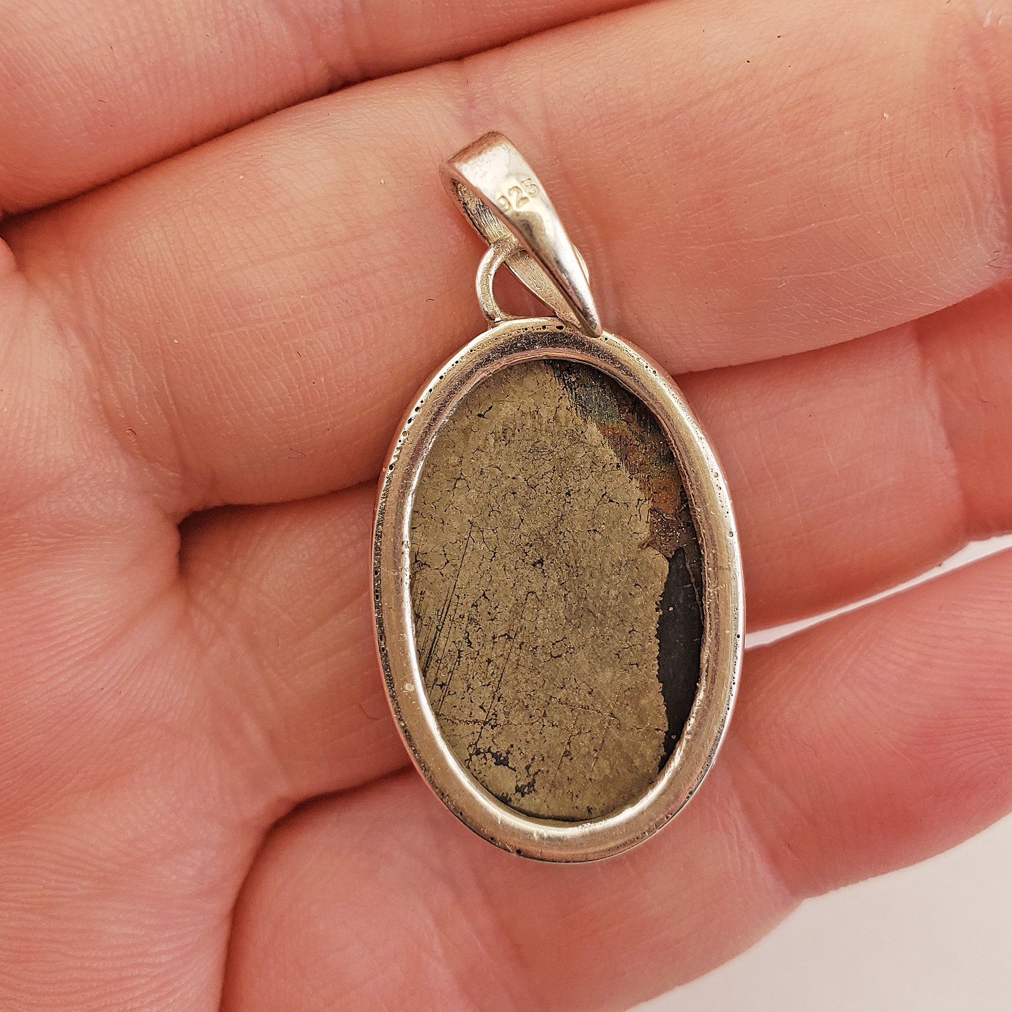 Unique Pyrite Crystal Natural Gemstone 925 Sterling Silver Pendant - Aubrey - 3