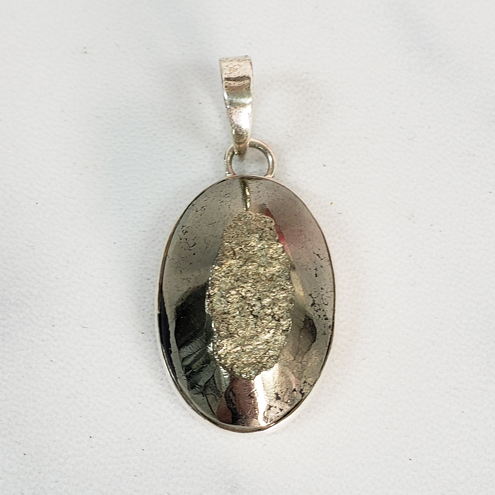 Unique Pyrite Crystal Natural Gemstone 925 Sterling Silver Pendant - Aubrey - 4