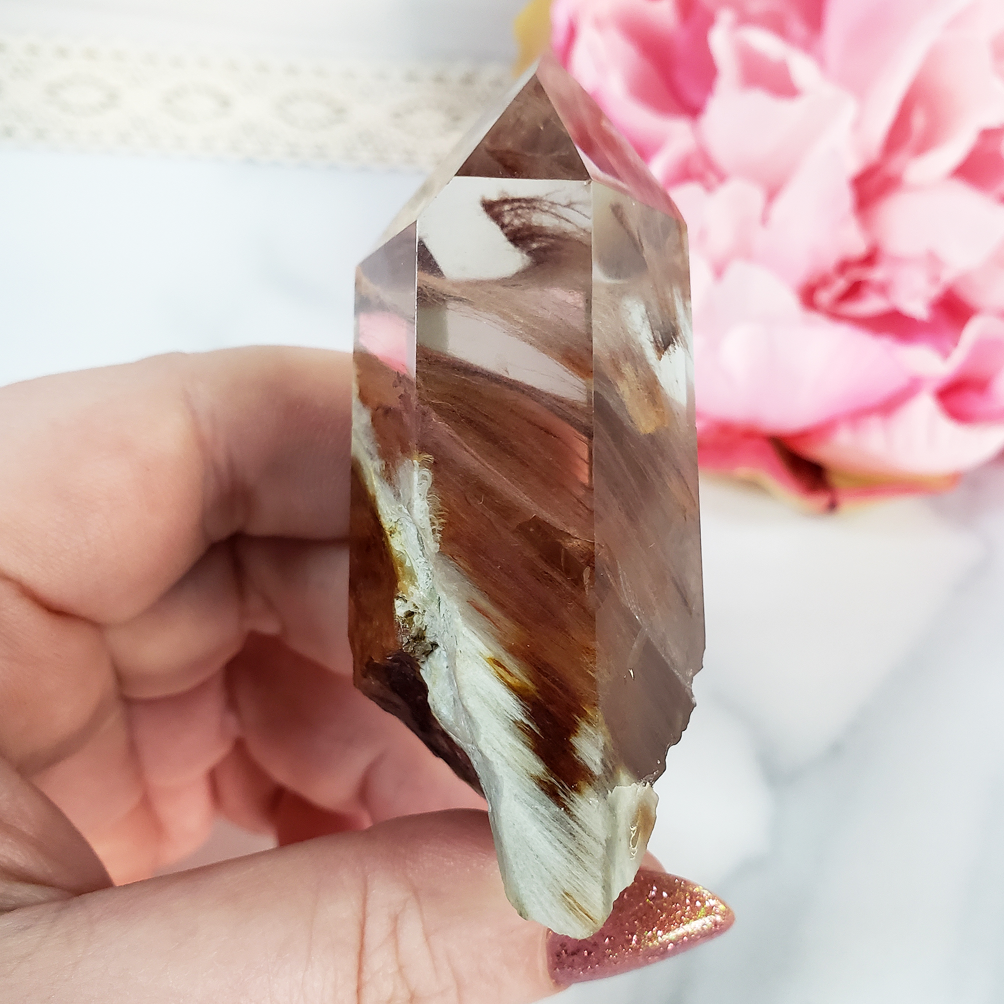 Unique Angel Phantom Quartz Amphibole Quartz Crystal Point Natural Gemstone Semi-Polished High Quality | Azrael - 6