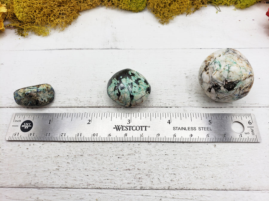 azurite malachite stones by ruler