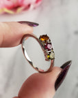 Green Tourmaline, Pink Tourmaline, & Orange-Yellow Tourmaline Crystal Natural Gemstone 925 Sterling Silver Ring | Size 10 - 5