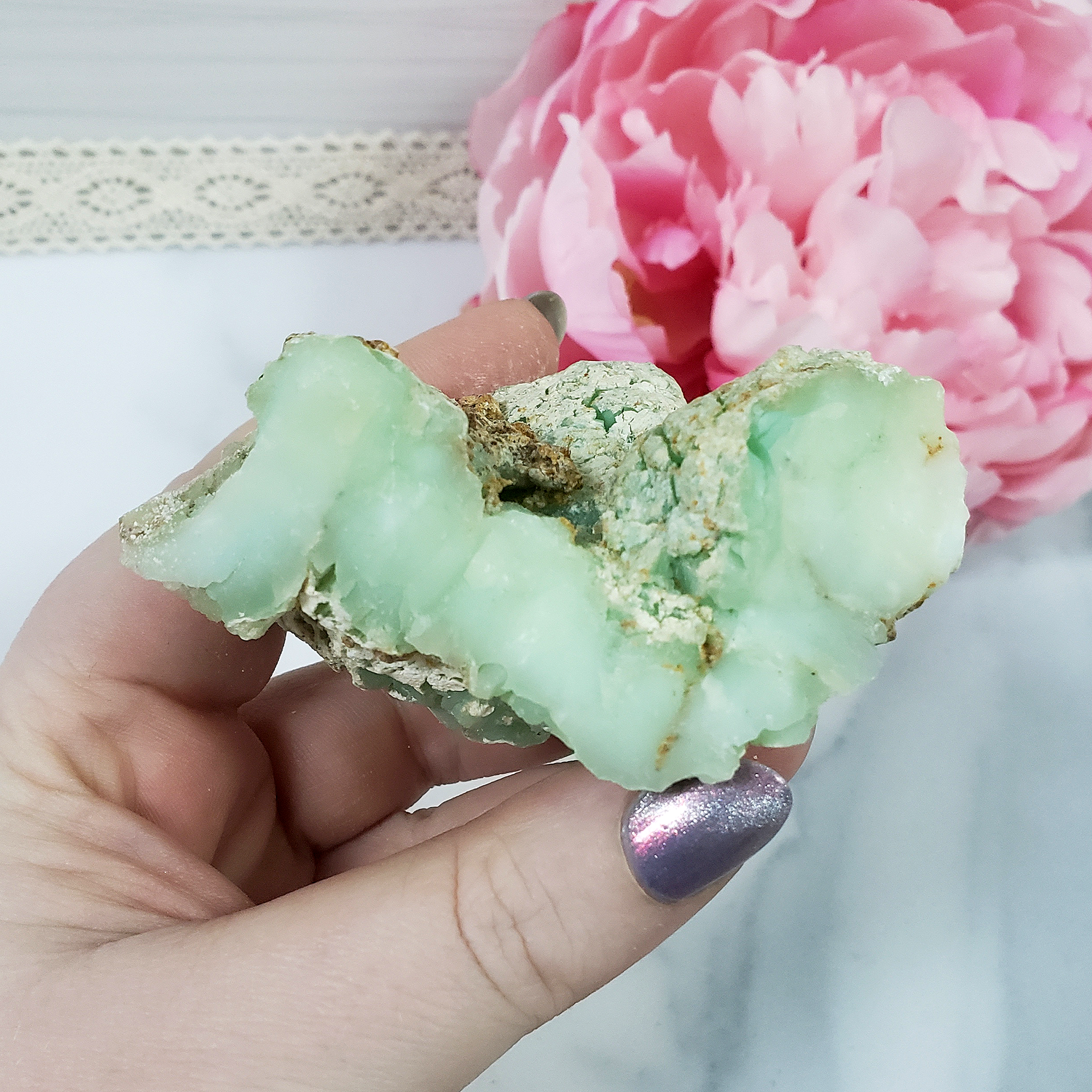 Unique High Quality Natural Raw Green Chrysoprase Cluster | Balance - 1