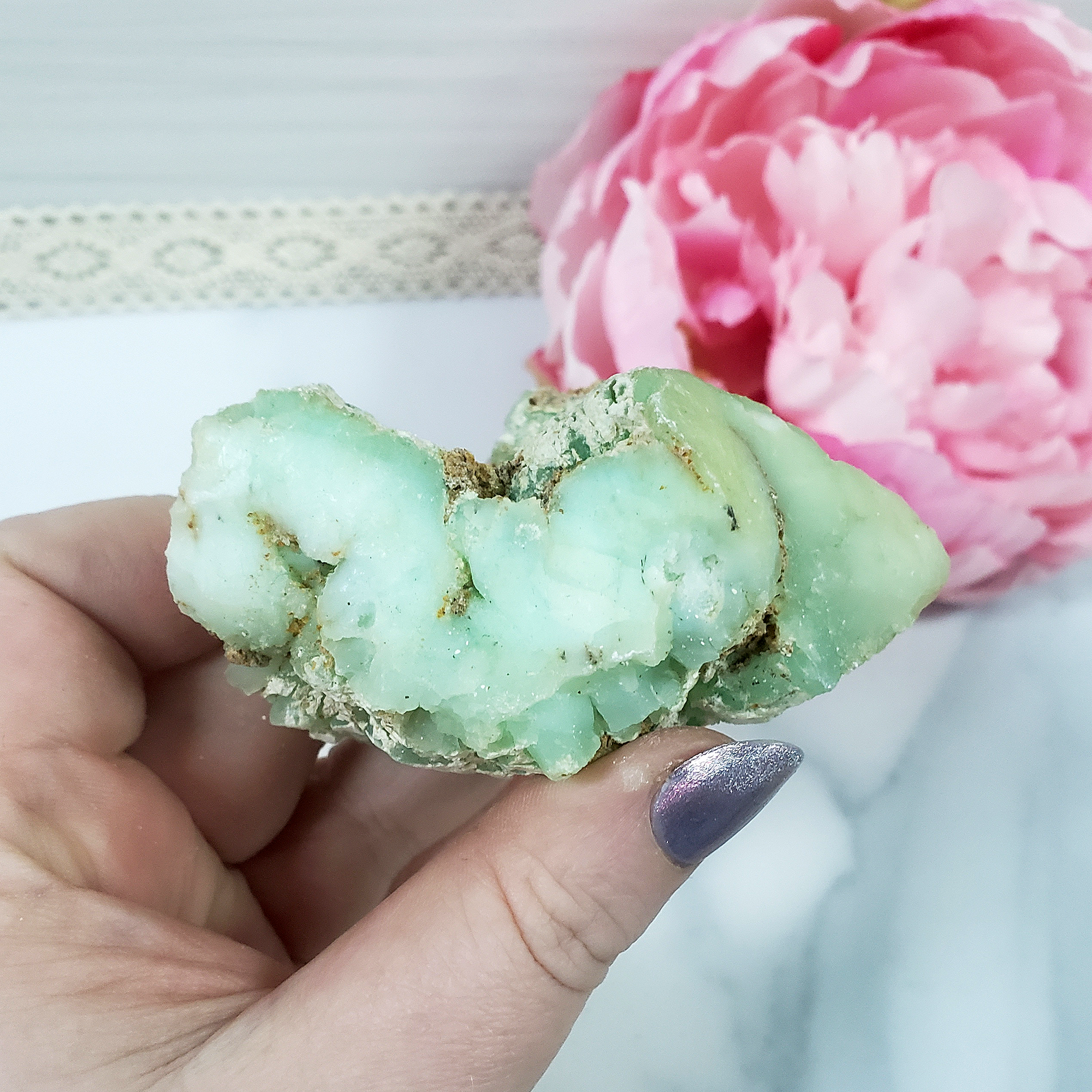 Unique High Quality Natural Raw Green Chrysoprase Cluster | Balance - 3