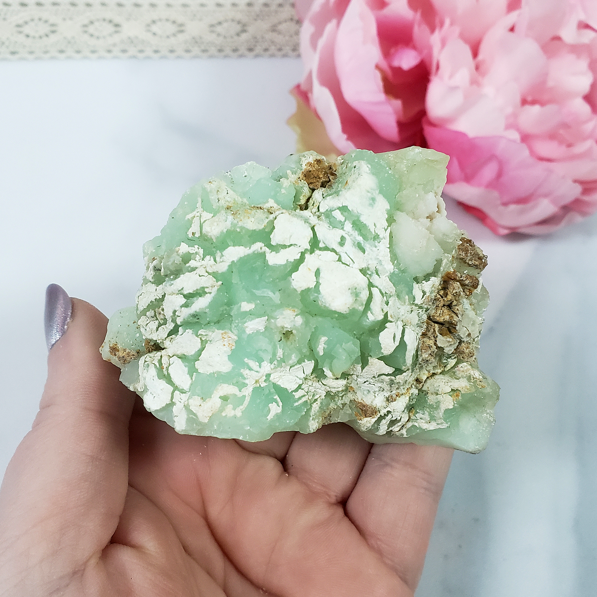 Unique High Quality Natural Raw Green Chrysoprase Cluster | Balance