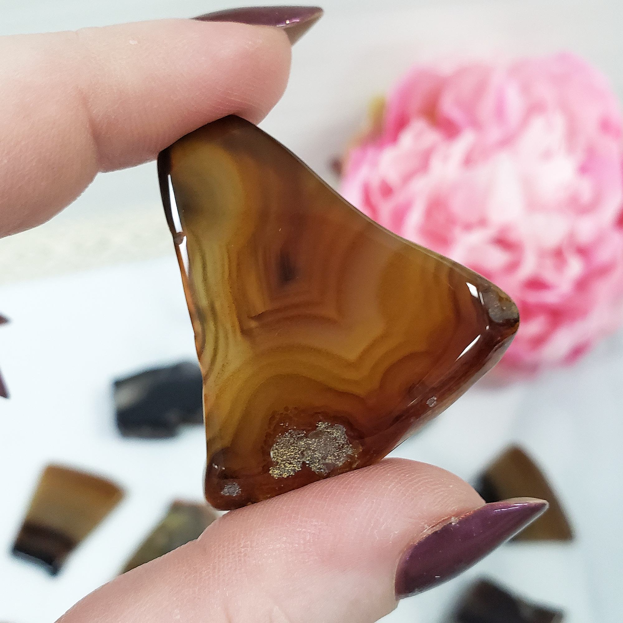 Banded Agate Slice Natural Stone Slab Gemstone Slice | SMALL - 1