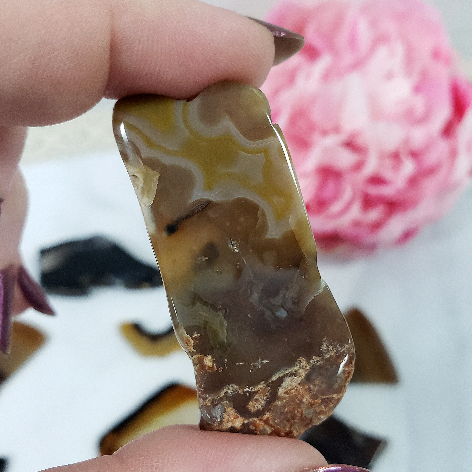 Banded Agate Slice Natural Stone Slab Gemstone Slice | SMALL - 2