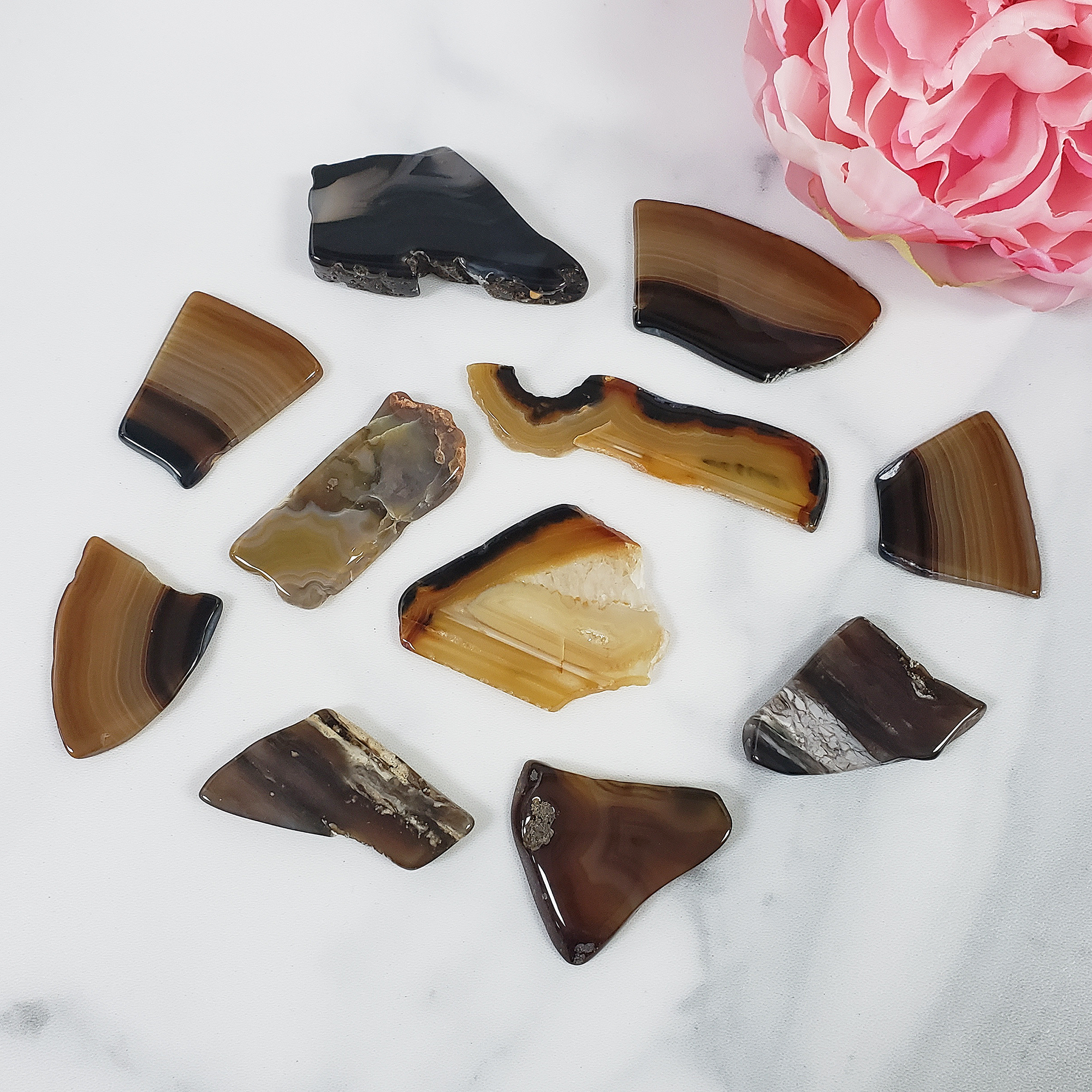 Banded Agate Slice Natural Stone Slab Gemstone Slice | SMALL