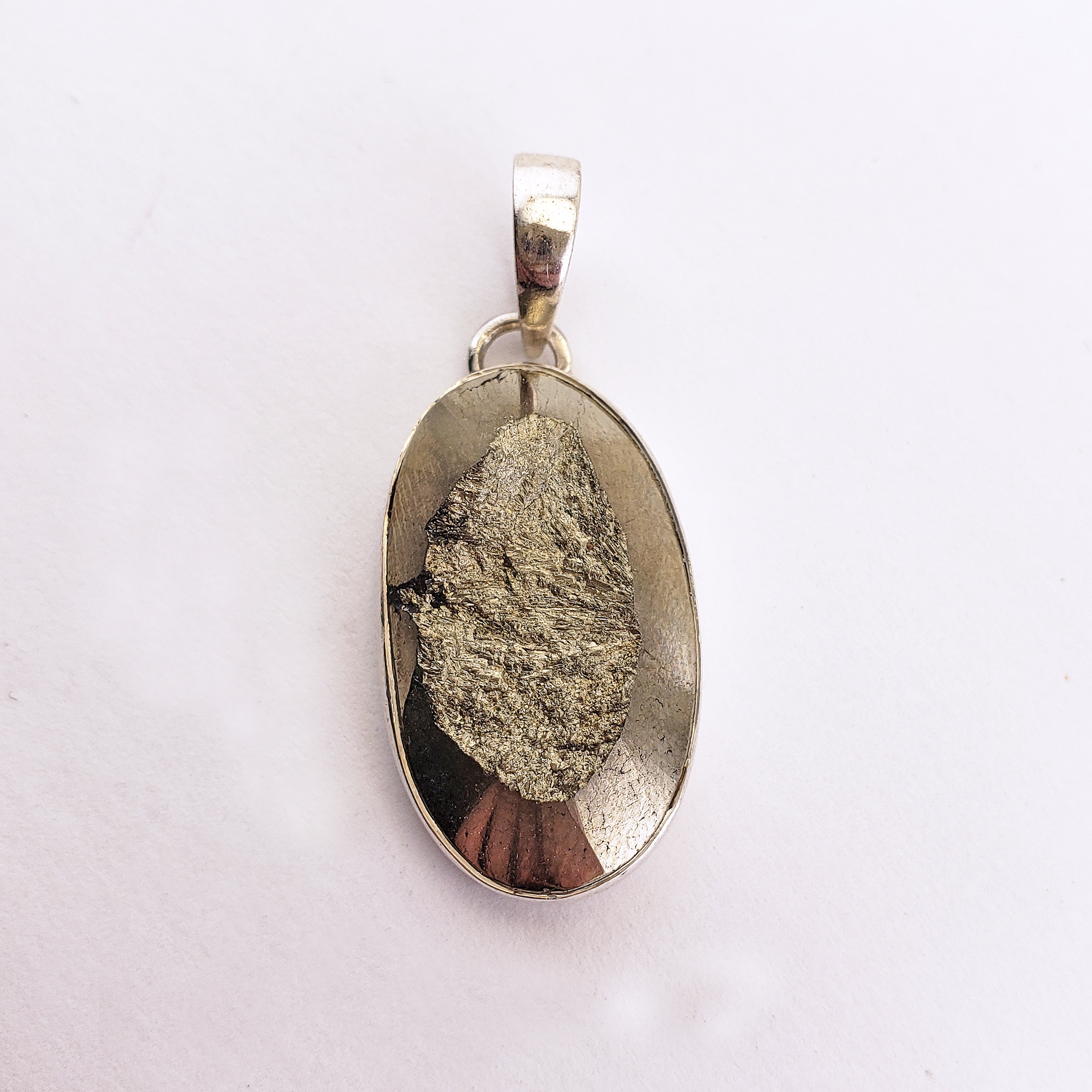 Unique Pyrite Crystal Natural Gemstone 925 Sterling Silver Pendant - Barclay - 4