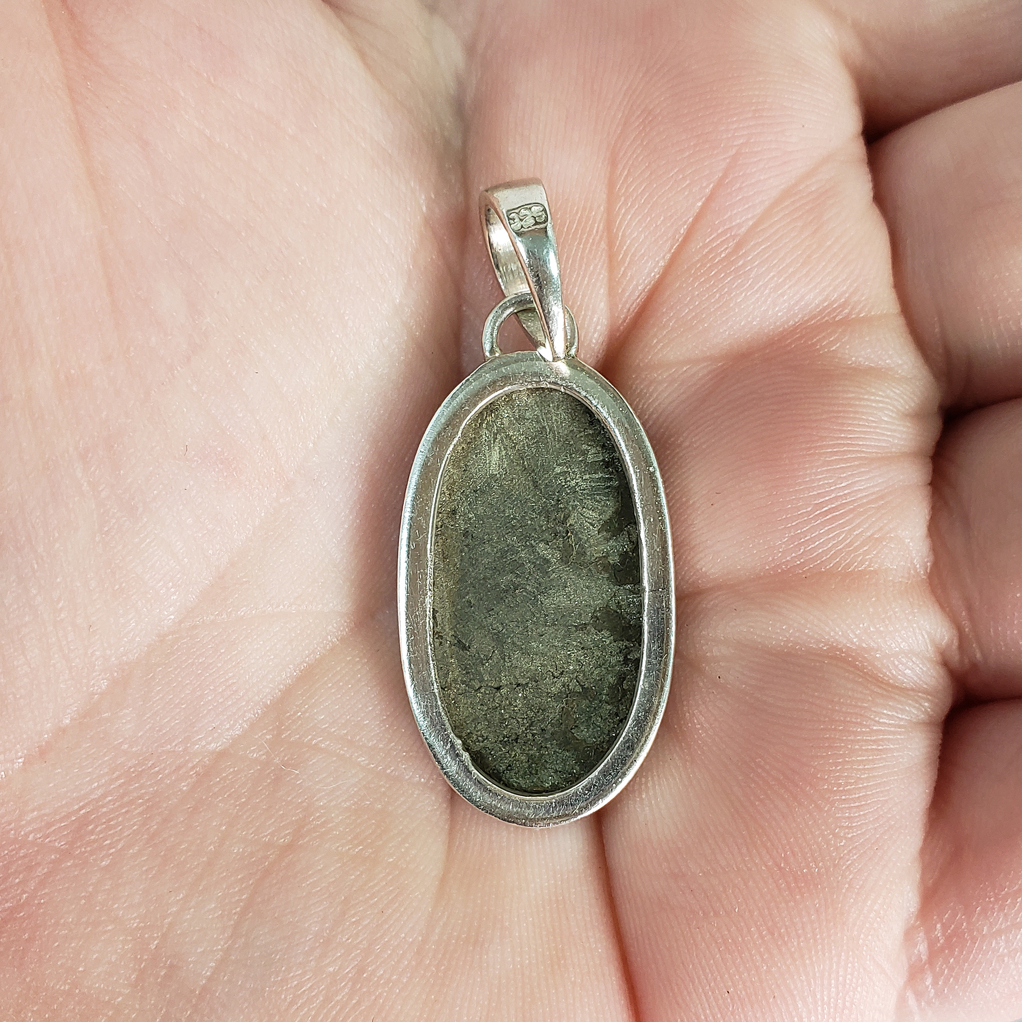 Unique Pyrite Crystal Natural Gemstone 925 Sterling Silver Pendant - Barclay - 2