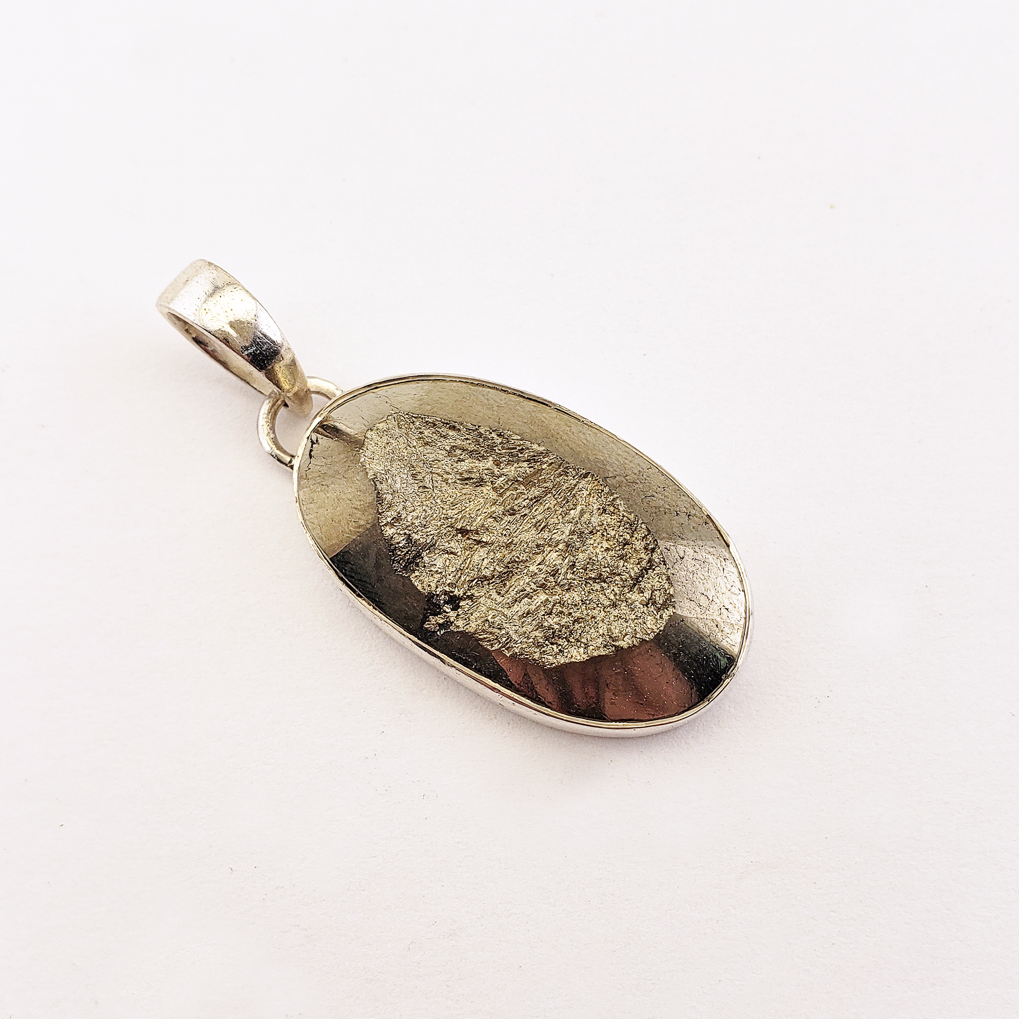 Unique Pyrite Crystal Natural Gemstone 925 Sterling Silver Pendant - Barclay