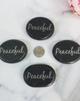 Black Basalt Rock Natural Crystal Etched Affirmation Stone | Peaceful - 6