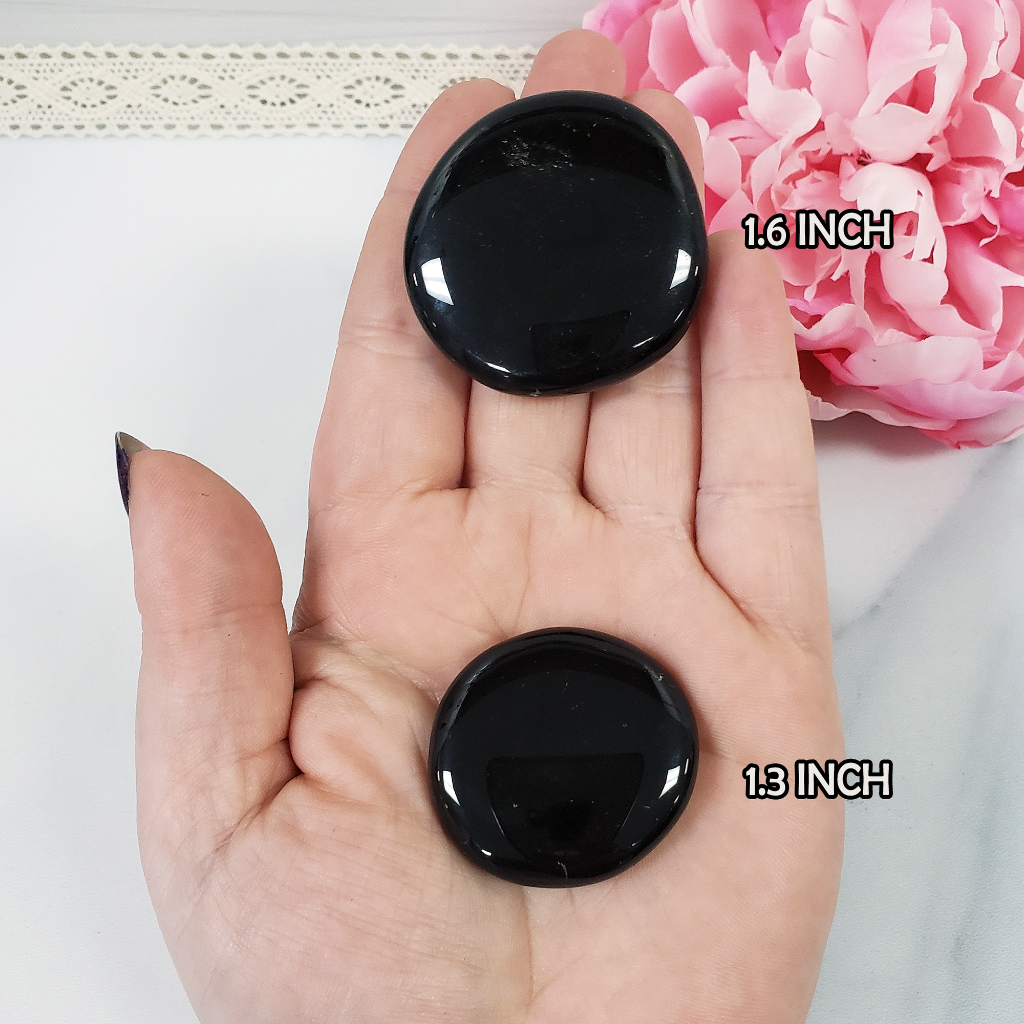 Obsidian Natural Crystal Palm Stone Worry Stone Meditation Tool | Multiple Sizes - 2