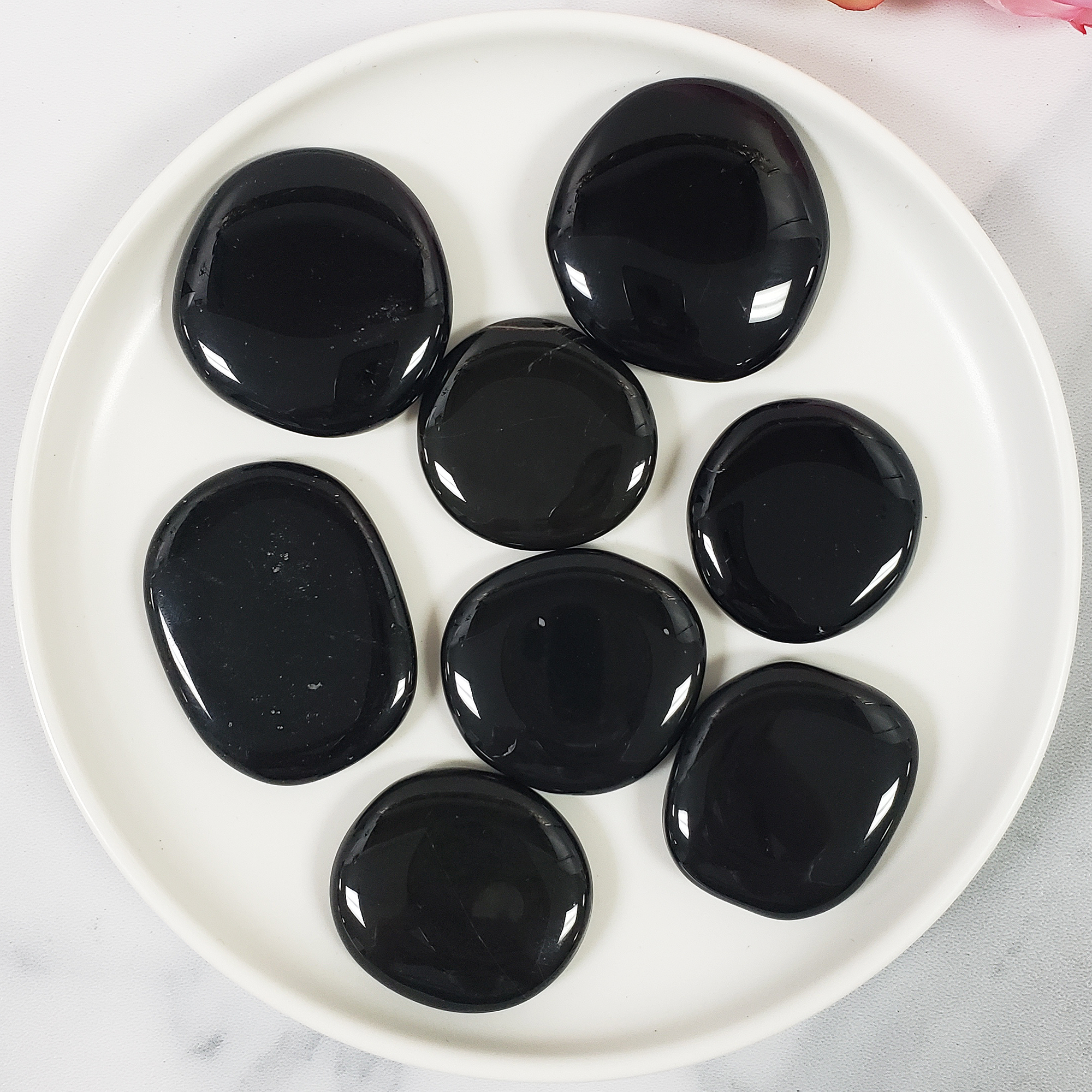 Obsidian Natural Crystal Palm Stone Worry Stone Meditation Tool | Multiple Sizes